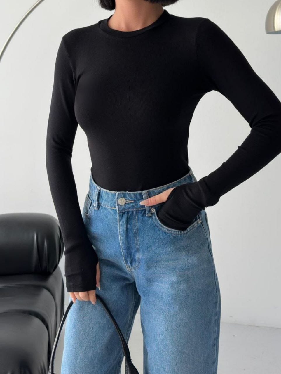 Siyah Parmak Geçmeli Body