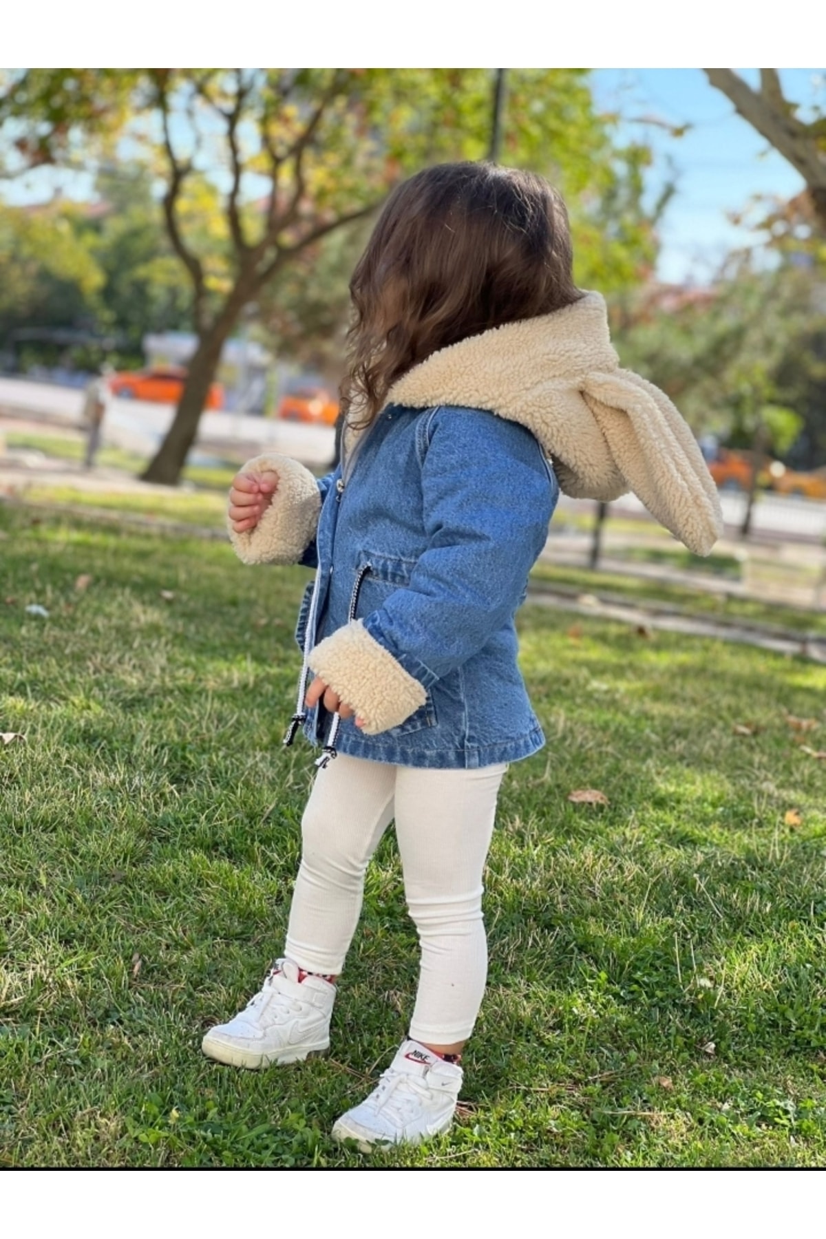 Tavşan Kulaklı Kot Mont Içi Peluş Dolgulu